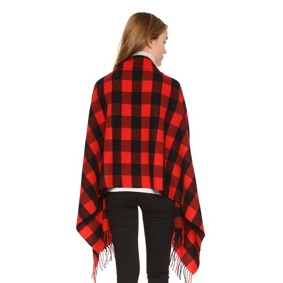 Madewell Red Cape Scarf In Buffalo Check - Picture 3 of 8